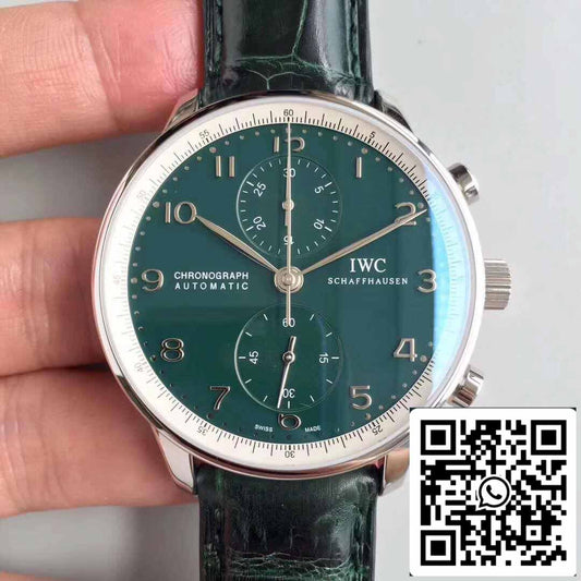 IWC Bồ Đào Nha YL Factory 1:1 Phiên bản tốt nhất Thụy Sĩ ETA69355 Mặt số màu xanh lá cây có vạch màu bạc